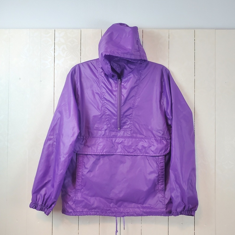 The Italian Mob Purple Half Zip Anorak Windbreaker Hooded Jacket Y2k